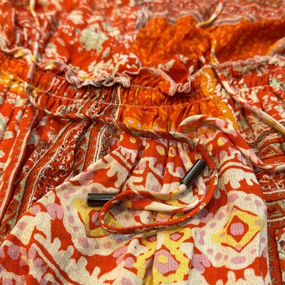 Rachel Zoe/Boho Keyhole Rayon Blouse Top Orange Yellow Sz Small - Picture 9 of 14